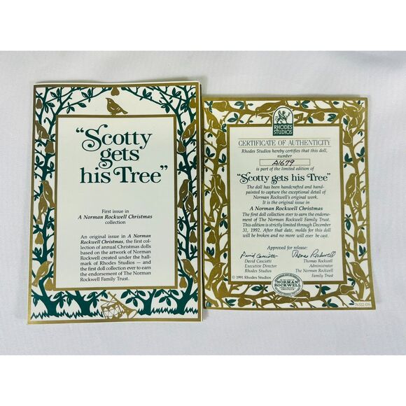 New Norman Rockwell Ashton Drake Scotty Get's His Tree Boxed Authenticity Cert - Picture 9 of 10